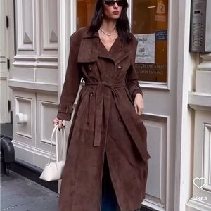 Ducie Suede Trench Coat in Coco XS/S New